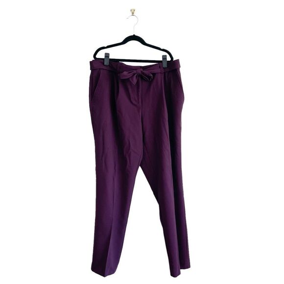 Calvin Klein Trousers Purple Belted Unlined Pants Women's 8 NWT - Picture 2 of 11